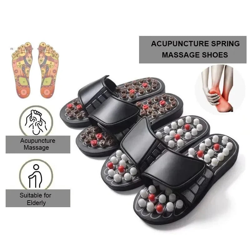 ReflexEase™ Acupressure Massage Slippers – Rotating Beads | Unisex Wellness Flip-Flops