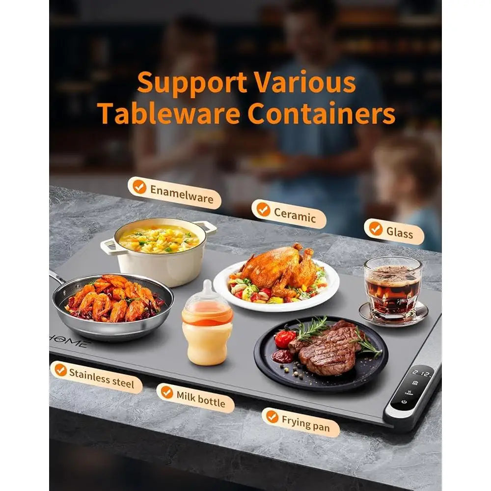 Graphene Warming Tray – 6 Temp Settings | Fast Heat Food Warmer