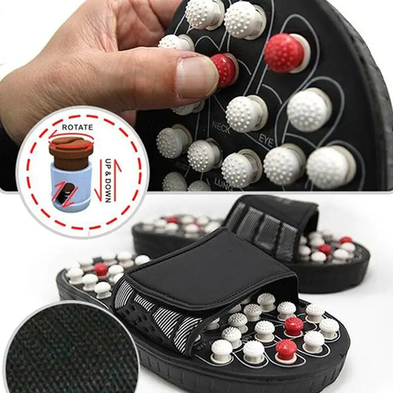 ReflexEase™ Acupressure Massage Slippers – Rotating Beads | Unisex Wellness Flip-Flops