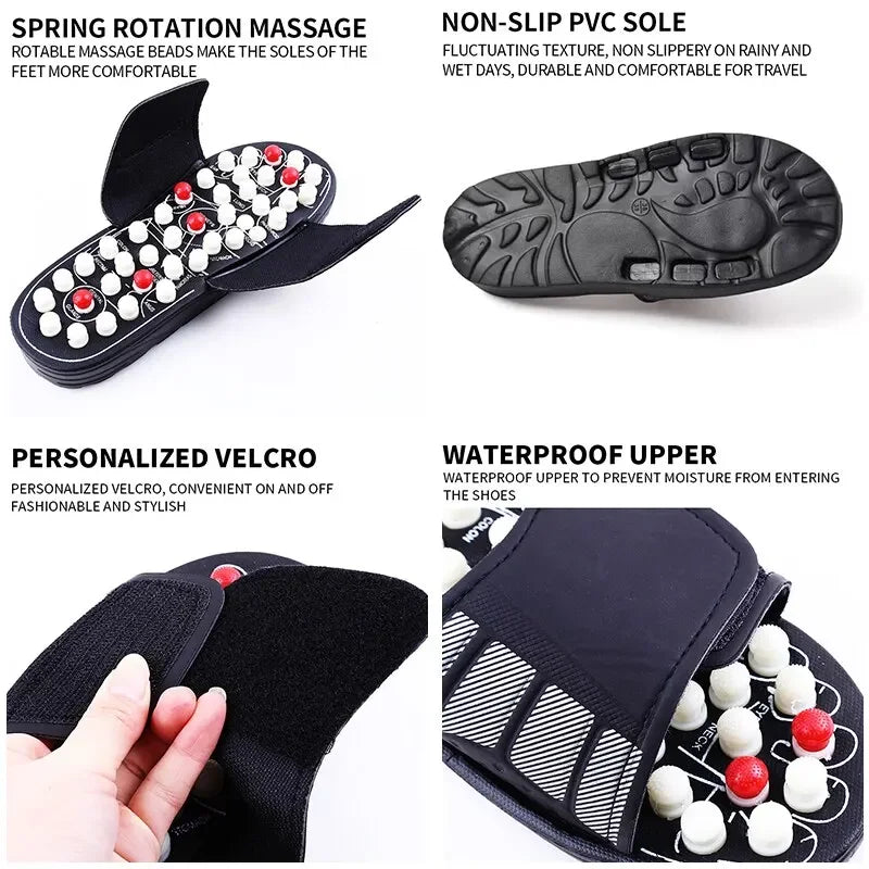 ReflexEase™ Acupressure Massage Slippers – Rotating Beads | Unisex Wellness Flip-Flops