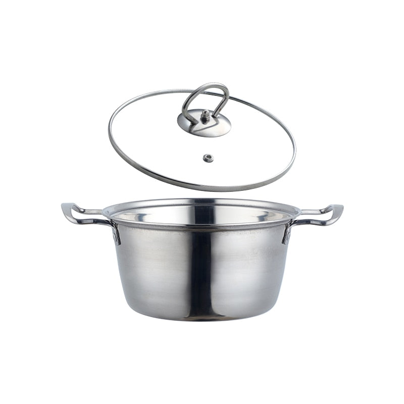 18cm Gold Soup Pot Stainless steel Cooking pots With Lid Metal Hot pot Kitchen Tools Household Cookware For Induction Cooker Gas