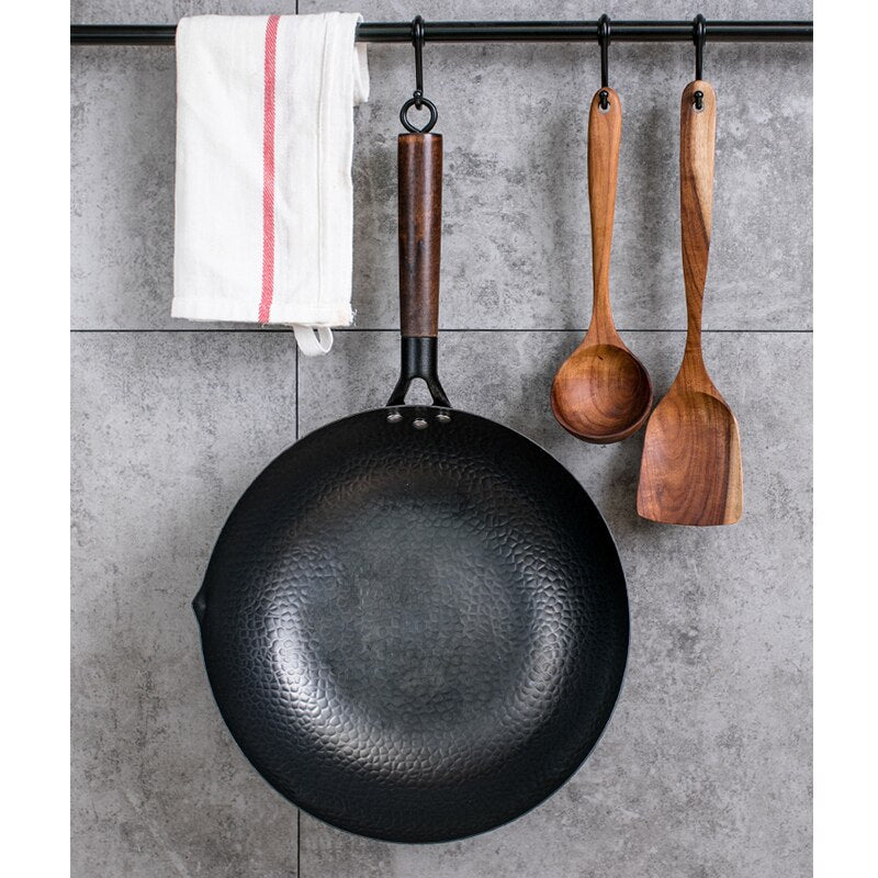 Iron Wok High Quality Traditional Cookware Iron Wok Non-stick Pan Non-coating Pan Kitchen Cookware