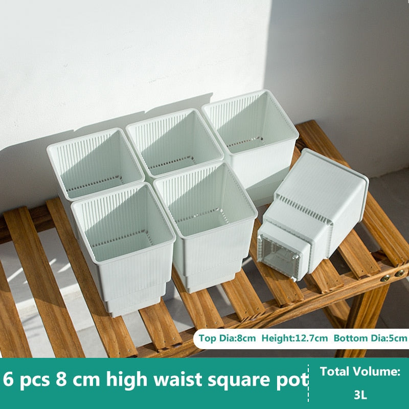 Root Control Pots for Optimal Growth (6 Pack, 3 Liter Square Pots)