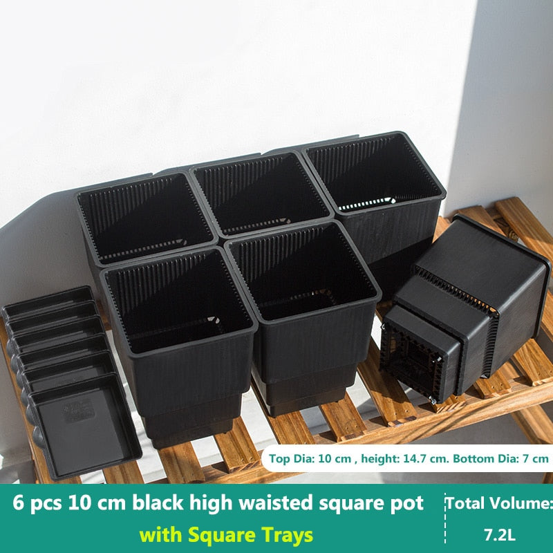 Root Control Pots for Optimal Growth (6 Pack, 3 Liter Square Pots)