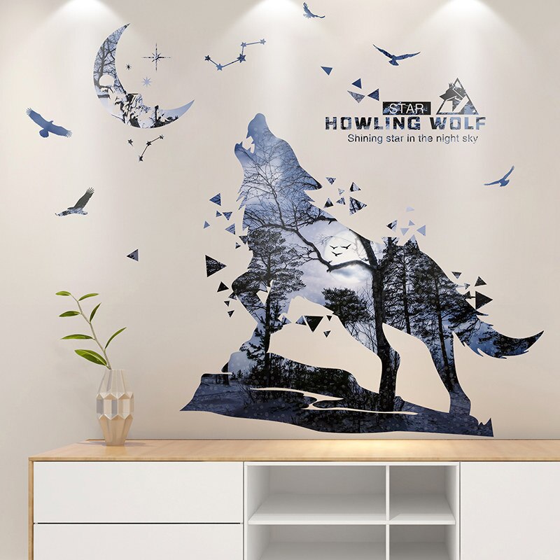 Creative Personality Silhouette Wolf Stickers