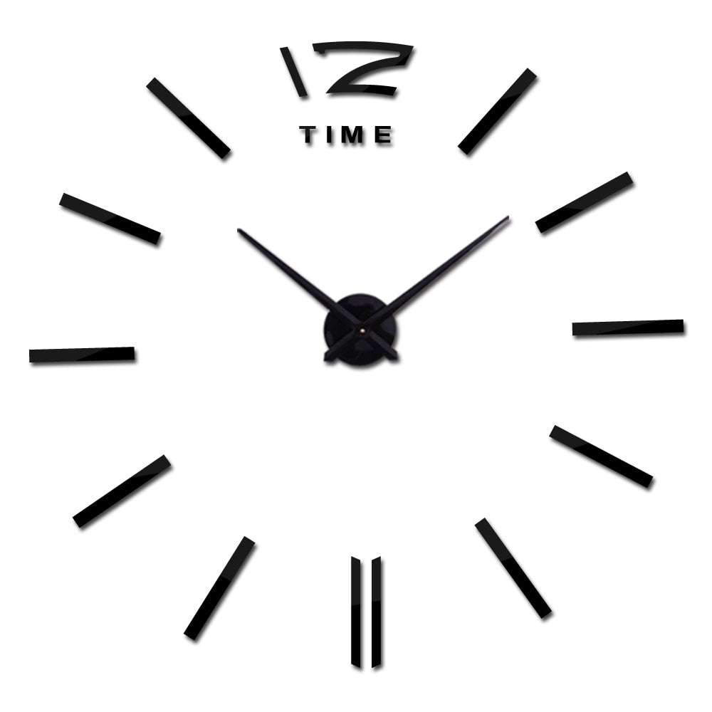 3d real big wall clock rushed mirror wall sticker