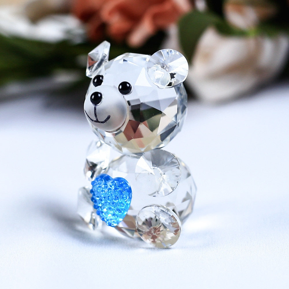 Cute Bear Crystal Figurine With A Heart Shaped Ornament