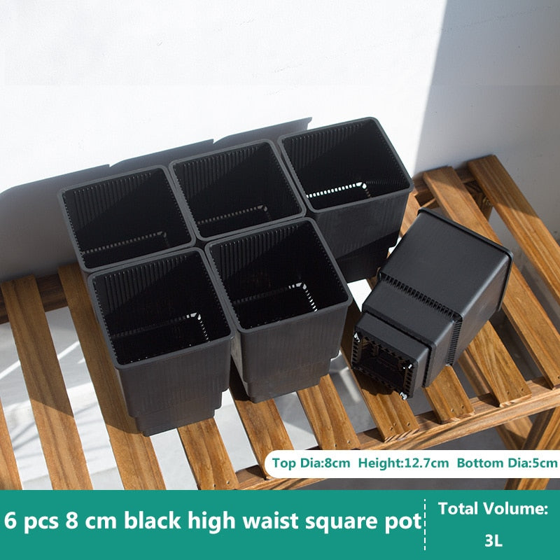 Root Control Pots for Optimal Growth (6 Pack, 3 Liter Square Pots)