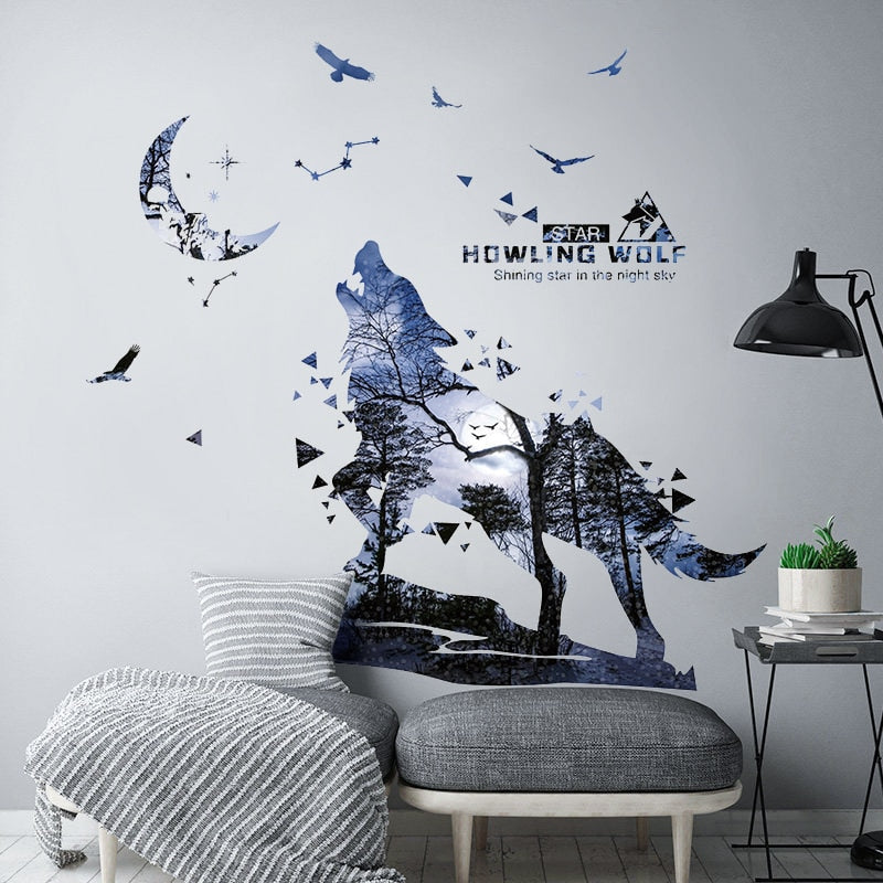 Creative Personality Silhouette Wolf Stickers