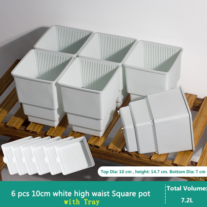 Root Control Pots for Optimal Growth (6 Pack, 3 Liter Square Pots)