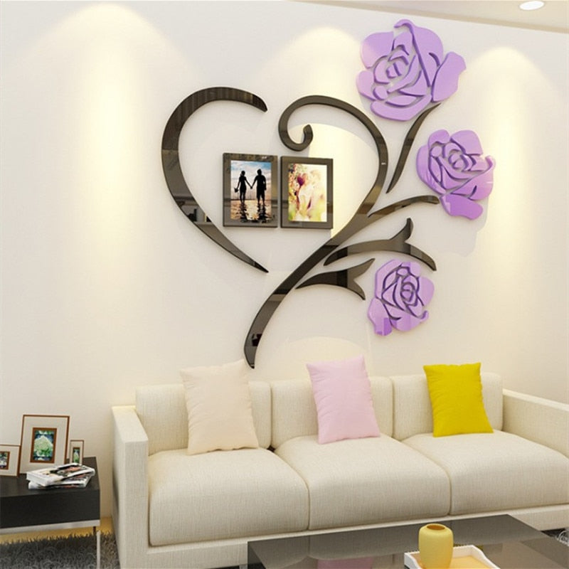 Flower Pattern 3D Acrylic Decoration Wall Sticker