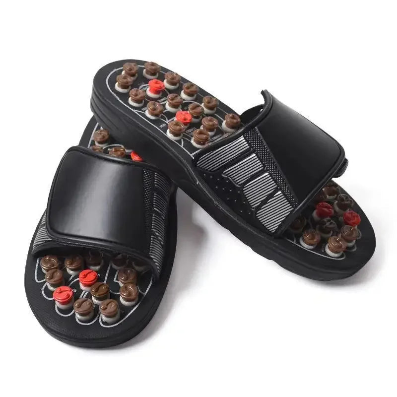ReflexEase™ Acupressure Massage Slippers – Rotating Beads | Unisex Wellness Flip-Flops