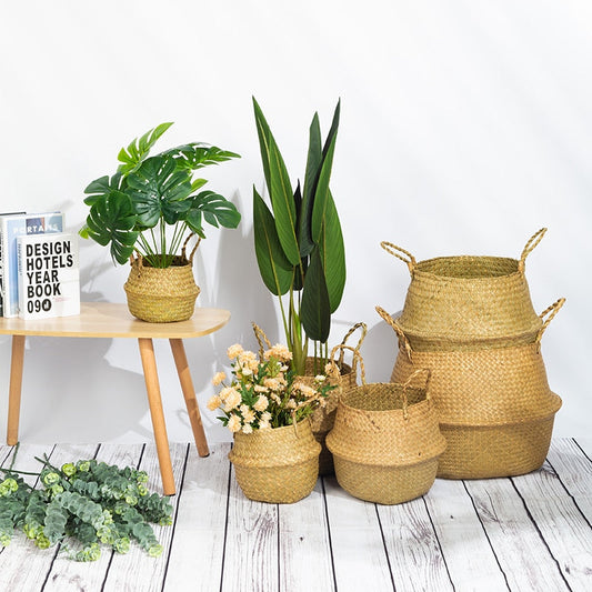 Foldable Wicker Basket Planter