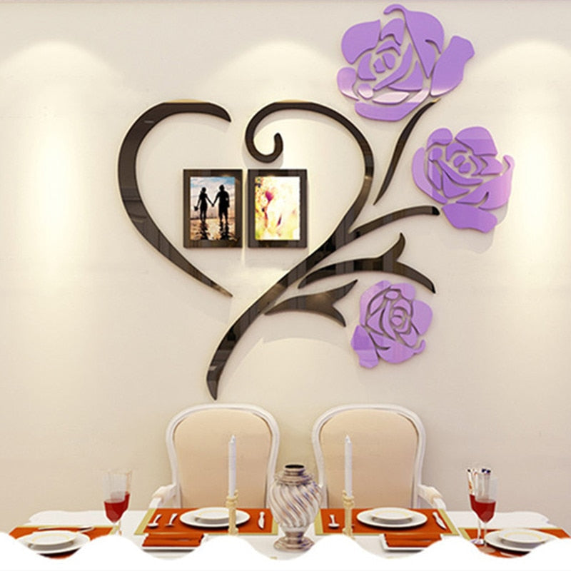 Flower Pattern 3D Acrylic Decoration Wall Sticker