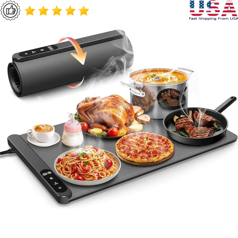 Graphene Warming Tray – 6 Temp Settings | Fast Heat Food Warmer
